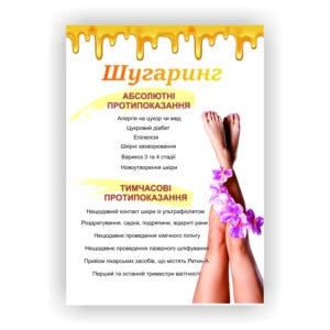 Плакат “Шугаринг. Протипоказання” в косметологичний кабінет